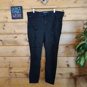 Torrid 💜 Sky-high Skinny Jean Premium Stretch Distress Black Denim Plus 20 X28"